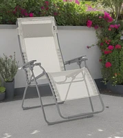 Reclining Steel Zero Gravity Chair with Cushion for Patio and Lawn