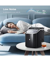Zafro Portable Nugget ice Maker, producing 10,000 pcs or lbs of daily. Self-cleaning countertop machine with handle, includes scoop and basket
