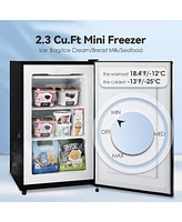 Zafro Compact Upright Freezer, 2.3 Cu Ft with Handle, Removable Shelves, Adjustable Thermostat, Low Noise Design for Bedroom, Apartment or Office
