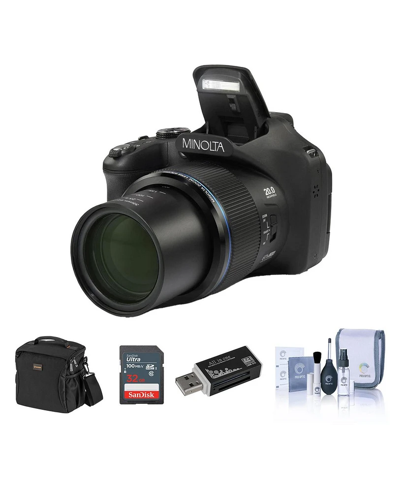 Minolta MN67Z 20MP Fhd Wi-Fi Bridge Camera with 67x Optical Zoom, Black