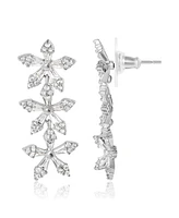 Jessica Simpson Crystal Snowflake Drop Earrings - Silver