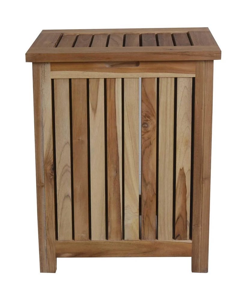 Compact Teak Laundry Hamper with Removable Bag for Easy Sorting
