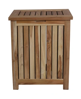 Compact Teak Laundry Hamper with Removable Bag for Easy Sorting