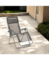 Graphite Metal Outdoor Zero Gravity Chair with Matching Cushion