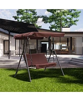 Patio Swing Outdoor Porch Swing Chair for Adults with Removable Cushion 2 Seat Large Converting Canopy Swing Glider for Garden Backyard Deck