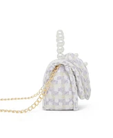 Tiny Treats + Zomi Gems Girls Tweed Jumbo Pearl Bow Handbag, Pink