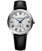 Raymond Weil Men's Swiss Automatic Maestro Black Leather Strap Watch 40mm 2238-stc