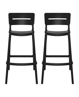 Stackable Polypropylene Resin Plastic Outdoor Patio Bar Stools (Set of 2)
