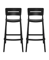 Stackable Polypropylene Resin Plastic Outdoor Patio Bar Stools (Set of 2)