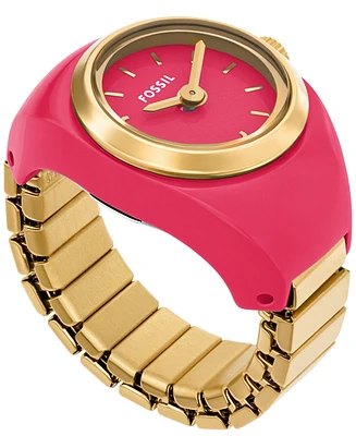 Fossil Women's Two-Hand Pink Stainless Steel Ring Watch, 15mm