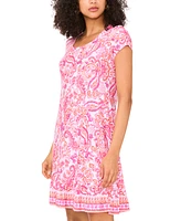 Msk Women's Paisley-Print Flounce-Hem Shift Dress