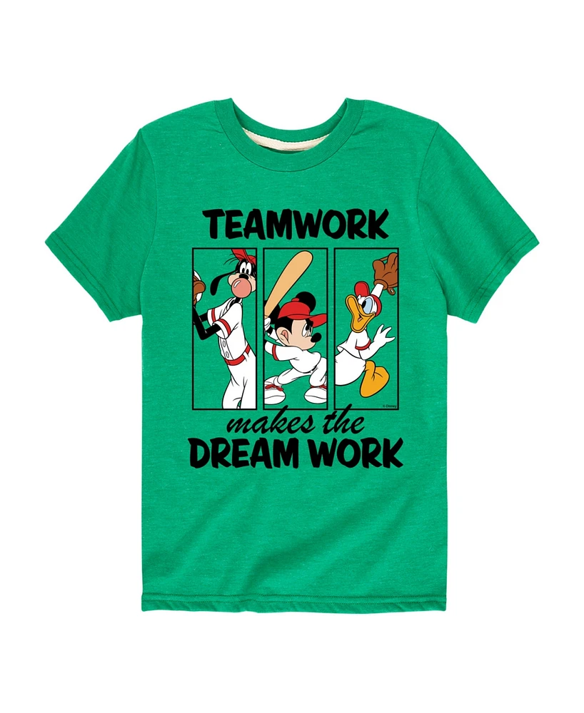 Hybrid Toddler Boys Disney Teamwork Makes The Dream Work Baseball Graphic T-Shirt