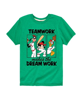 Hybrid Toddler Boys Disney Teamwork Makes The Dream Work Baseball Graphic T-Shirt