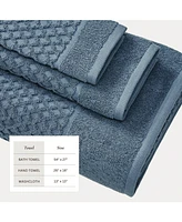 Linery & Co. Quick-Drying Cotton Diamond Waffle Textured -Piece Bath Towel Set