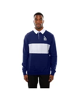 New Era Men's Dark Blue Los Angeles Dodgers Throwback Prep Color Block Rugby Polo Shirt