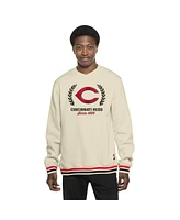 New Era Men's Cream Cincinnati Reds Throwback Pullover Sweatshirt