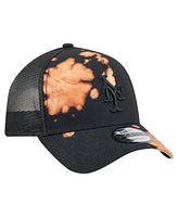 New Era Men's Black New York Mets Bleached A-Frame 9FORTY Adjustable Hat