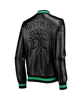 The Wild Collective Women's Black Austin Fc Full-Snap Bomber Jacket