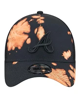 New Era Men's Black Atlanta Braves Bleached A-Frame 9FORTY Adjustable Hat
