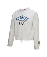 Mitchell & Ness Women's Heather Gray Los Angeles Dodgers Cropped Toggle Pullover Sweatshirt