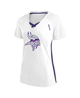 Fanatics Women's White Minnesota Vikings Plus Glitter Lace-Up V- Neck T-Shirt