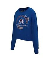 Pro Standard Women's Blue Colorado Avalanche Area Code Cropped Pullover Sweatshirt