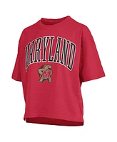 Pressbox Women's Red Maryland Terrapins Nelson Arch Over Logo Waist Length Oversized Slub T-Shirt