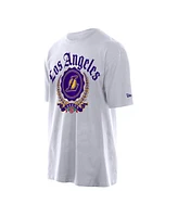 New Era Men's White Los Angeles Lakers Throwback Prep Oversized T-Shirt