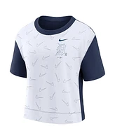 Nike Women's Navy/White Detroit Tigers Line Up High Hip Fashion T-Shirt