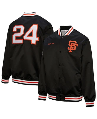 Mitchell & Ness Men's Willie Mays Black San Francisco Giants Legends Collection Vintage Satin Full-Snap Jacket