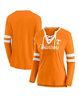 Fanatics Women's Tennessee Orange Volunteers Block Party Script Lace-Up V-Neck Long Sleeve T-Shirt