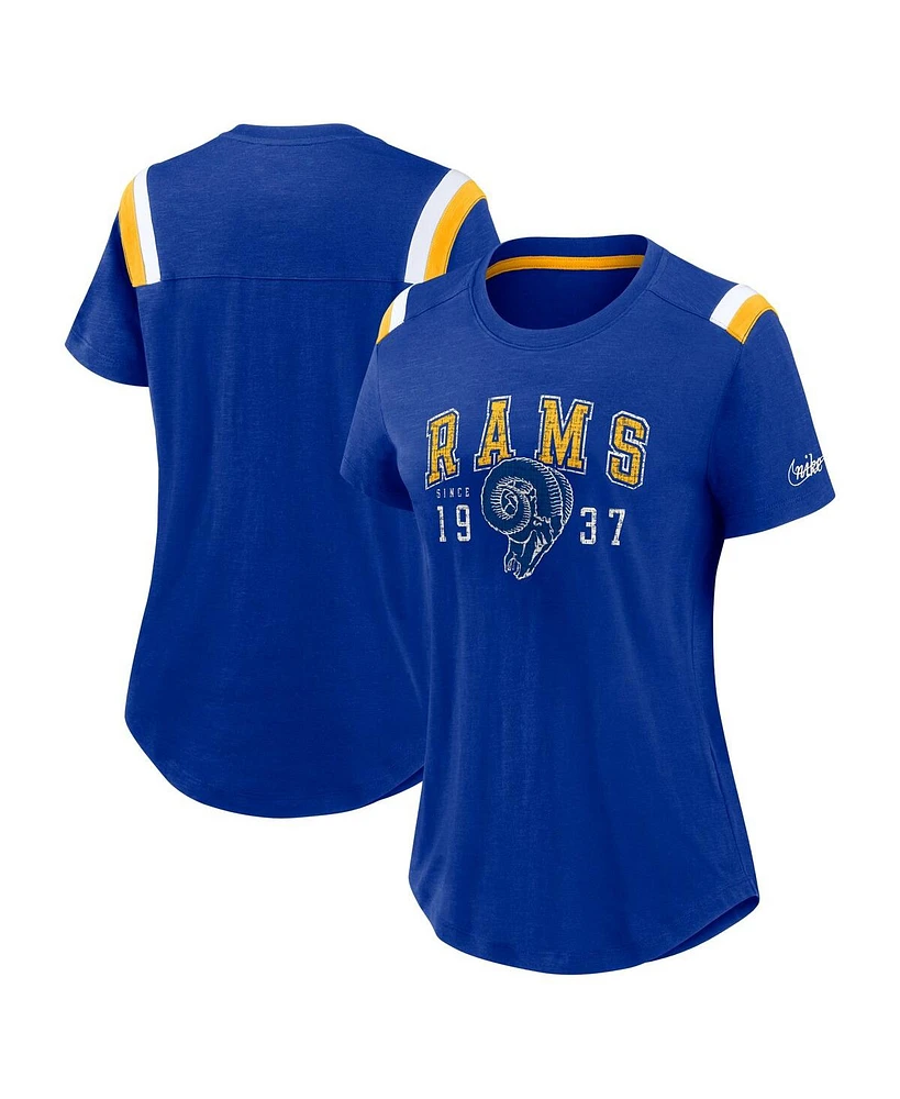 Nike Women's Heather Royal Los Angeles Rams Historic Slub Fashion T-Shirt