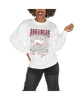 Gameday Couture Women's White Arkansas Razorbacks Drop Shoulder Fleece Pullover Sweatshirt