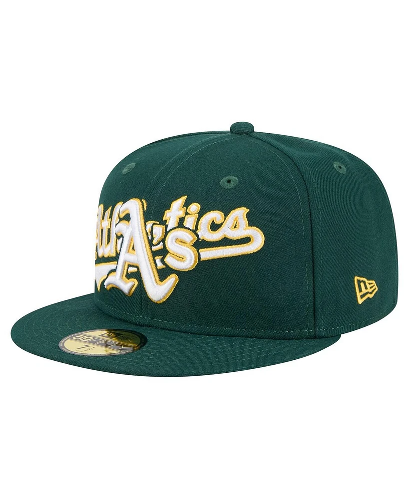 New Era Men's Green Athletics Overlap 59FIFTY Hat