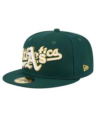 New Era Men's Green Athletics Overlap 59FIFTY Hat
