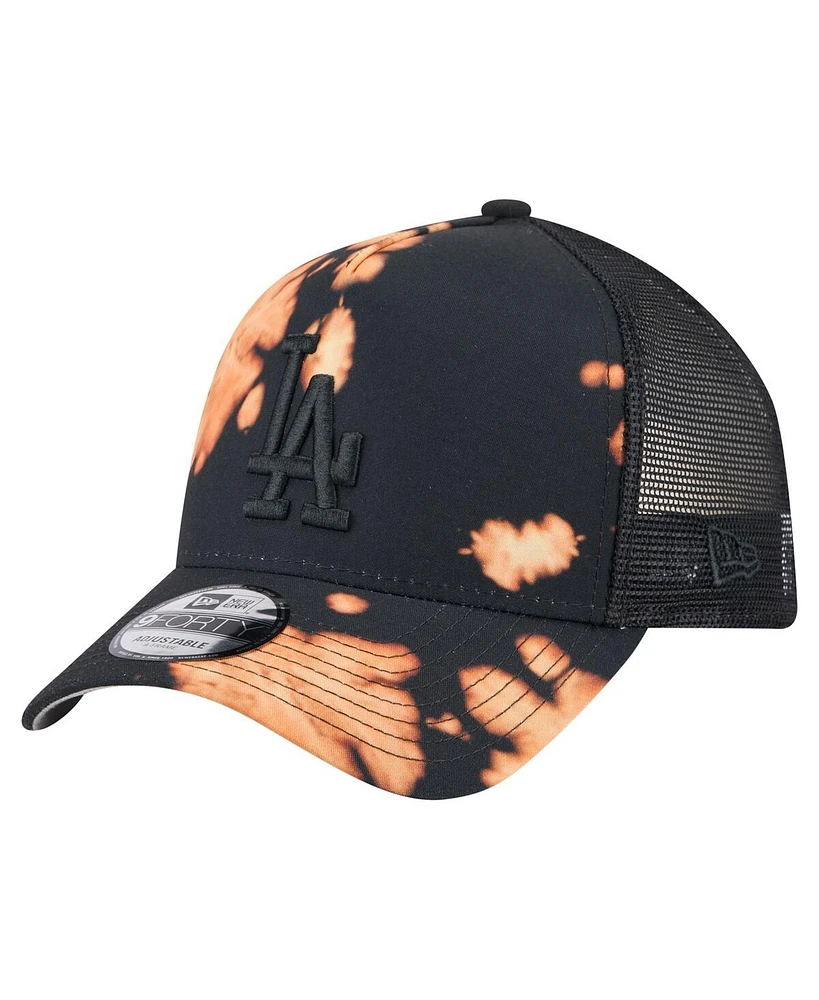 New Era Men's Black Los Angeles Dodgers Bleached A-Frame 9FORTY Adjustable Hat