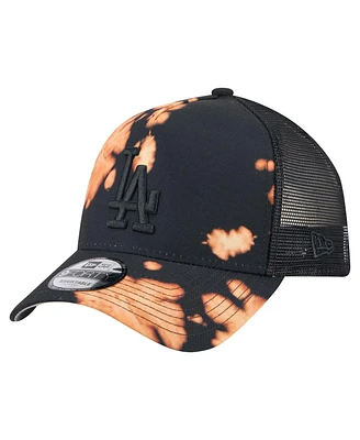 New Era Men's Black Los Angeles Dodgers Bleached A-Frame 9FORTY Adjustable Hat