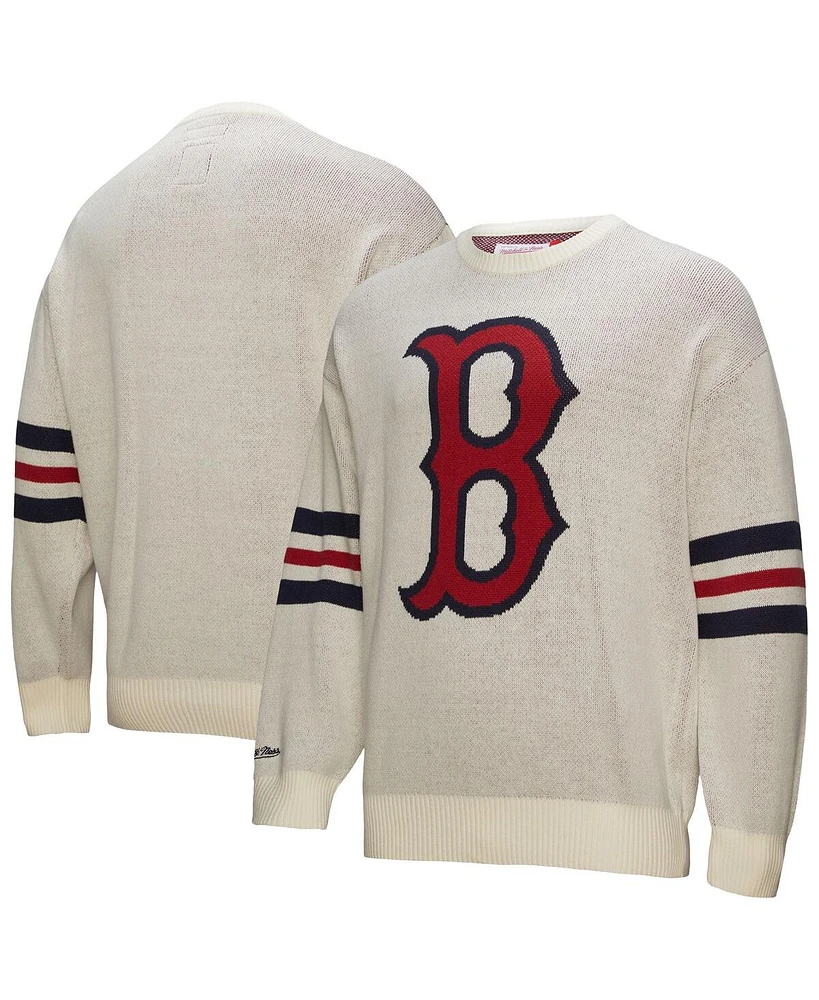 Mitchell & Ness Men's Cream Boston Red Sox Retro Pullover Sweater
