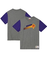 Mitchell & Ness Men's Heather Gray Phoenix Suns Hardwood Classics Color Block T-Shirt
