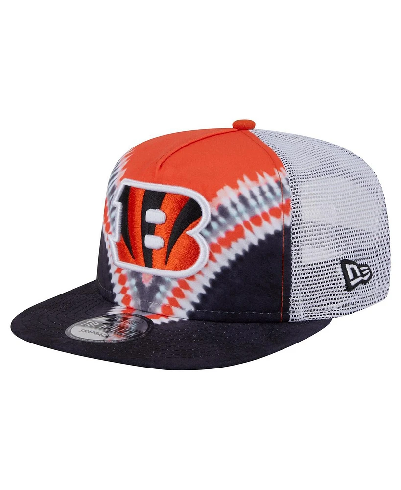 New Era Men's Orange/Black Cincinnati Bengals Throwback Dye Golfer Snapback Hat