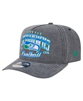 New Era Men's Black Seattle Seahawks Throwback Washed A-Frame 9FIFTY Snapback Hat
