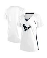 Fanatics Women's White Houston Texans Plus Glitter Lace-Up V- Neck T-Shirt