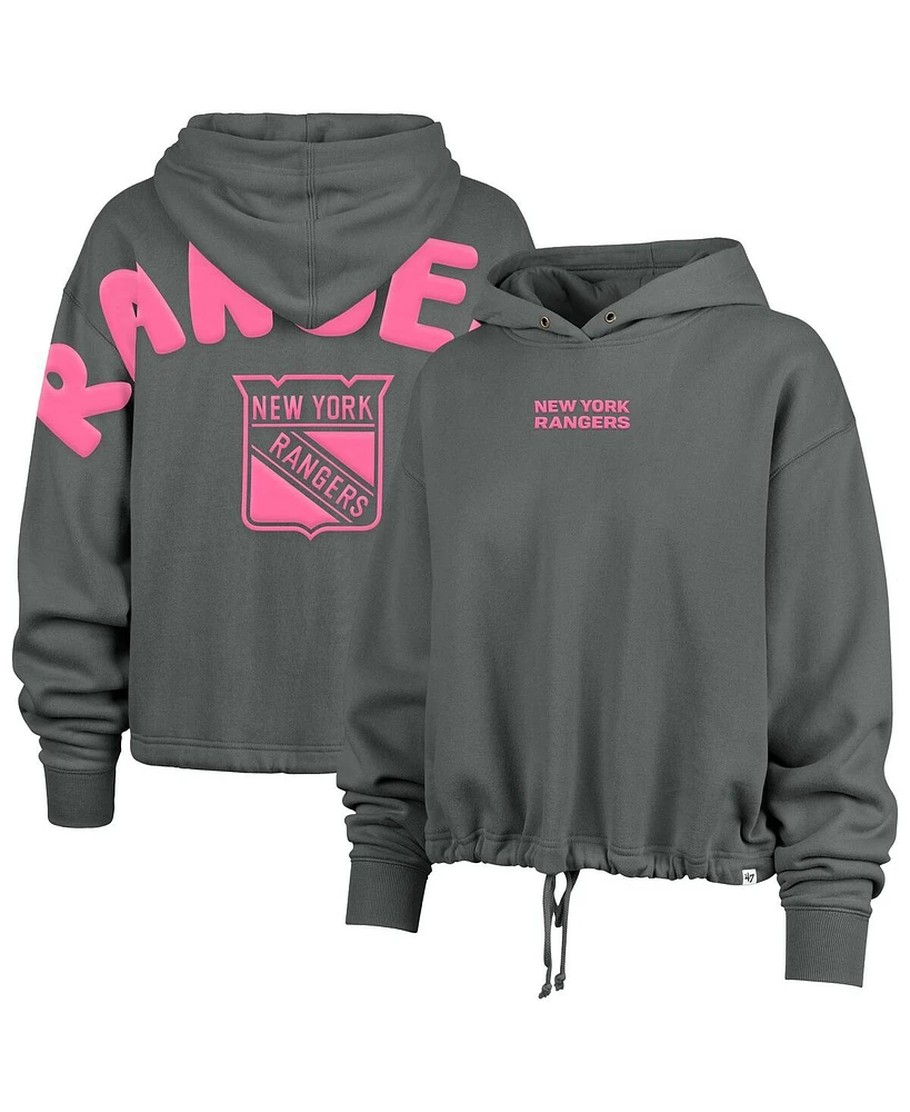 '47 Brand Women's Gray New York Rangers Bright Side Venice Cropped Pullover Hoodie