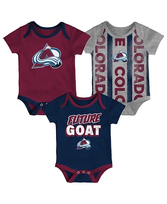 Outerstuff Newborn Colorado Avalanche Loyal Buddies Bodysuit 3-Pack