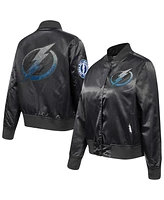 Pro Standard Women's Black Tampa Bay Lightning Rhinestone Jewels Satin Full-Snap Jacket