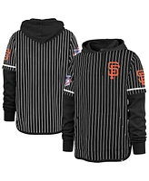 '47 Brand Men's Black San Francisco Giants Pinstripe Double Header Pullover Hoodie