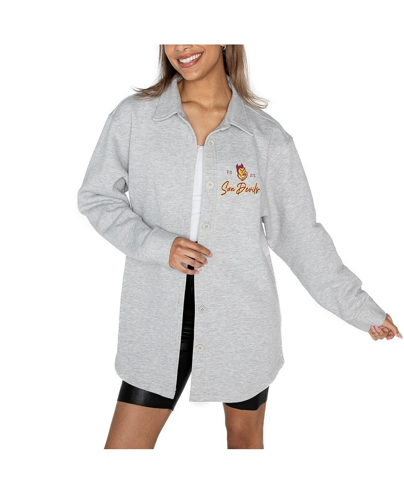 Gameday Couture Women's Ash Arizona State Sun Devils Foundation Full-Button Long Sleeve Overshirt