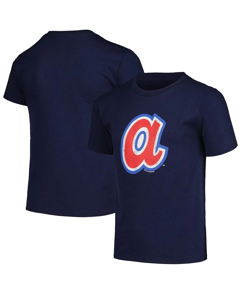 Soft as a Grape Big Boys and Girls Navy Atlanta Braves Cooperstown Collection T-Shirt