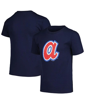 Soft as a Grape Big Boys and Girls Navy Atlanta Braves Cooperstown Collection T-Shirt