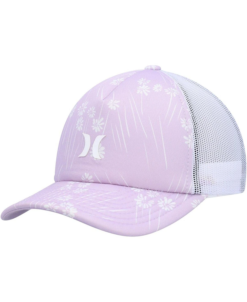 Hurley Women's Lavender/White Icon Trucker Snapback Hat
